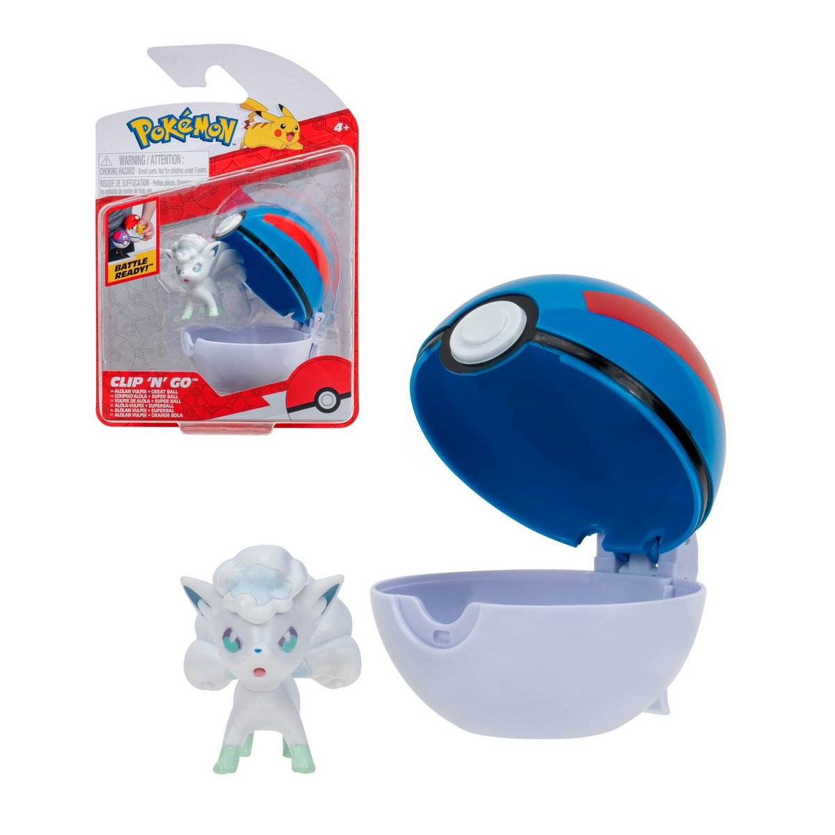 Pokebola Con Figura Pokemon - Alolan Vulpix & Super Ball